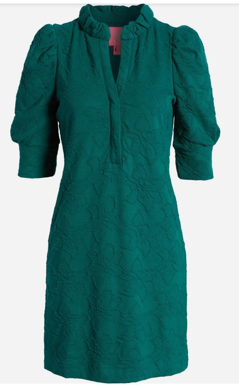 Lily Pulitzer Elsey Floral Green Jacquard Puff Sleeves Ladies Dress Size M